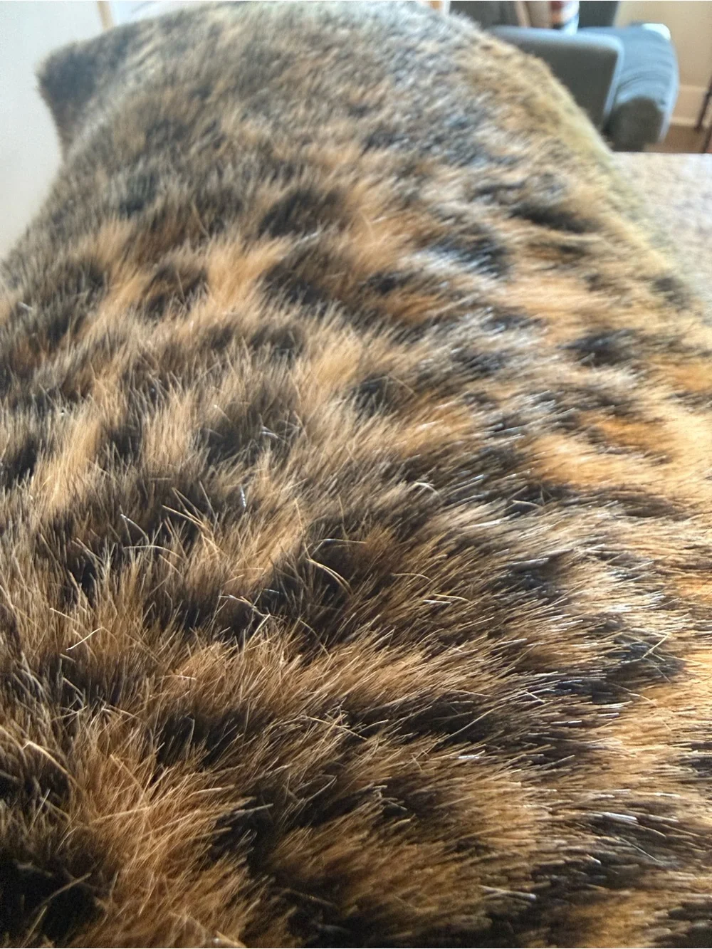 Leopard Print Faux Fur Throw Pillow Cover - Brown